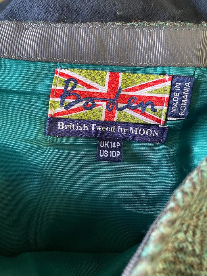 Boden British Tweed by Moon Blue Green Wool Striped Skirt Women’s Sz US 10P - Image 3 of 3