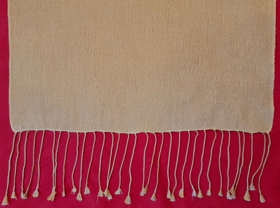 Bufanda De Colección Auténtica The Cashmere Company Beige Sólido Largo Para Hombre Flecos Foto 2 de 3