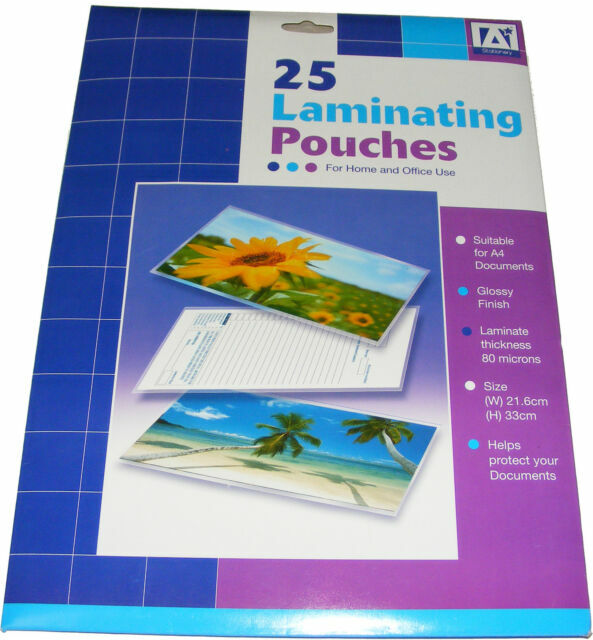 80 Microns Glossy Finish Laminator Laminate 18 A4 Laminating Pouches