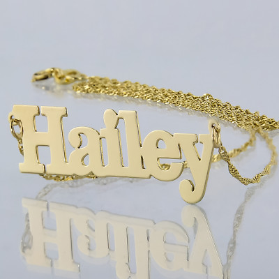 Kleine massive personalisierte Namenskette 10 K Gold monogrammiert Blockschrift NN06