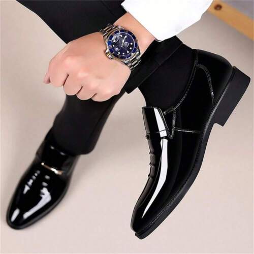 Mens Dress Shoes Formal Business Oxford High Gloss Patent-Huge discounts