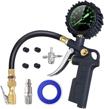 Tire Inflator with Pressure Gauge, 100 PSI Air Chuck and Compressor Accessories