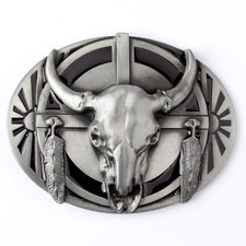 Longhorn Belt Buckle Cowboy Native American Motorcyclist CW-01-S 