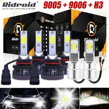 For Chevrolet K1500 K2500 K3500 1990-1998 White LED Headlight + Fog Light Bulbs