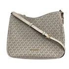 Michael Kors Nayla Metallic Signature Logo Messenger Bag Cream OS