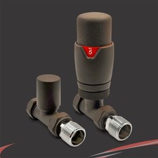 TRV Radiator Valves Thermostatic Mocha Painted Straight Set Towel Rails (Pair)