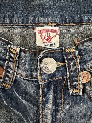 True Religion Jeans Mens Bobby Super T Thick Gold Stitch Denim Y2K