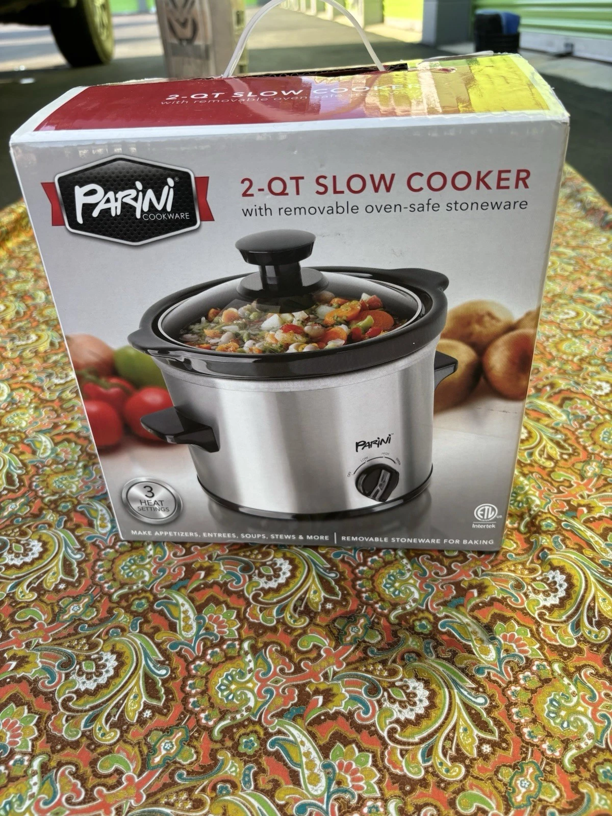 Parini 2-Quart Slow Cooker Stainless Steel Removable Oven-Safe Stoneware