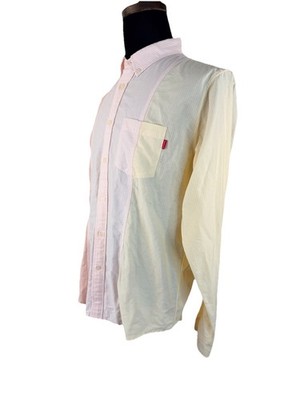 Supreme Oxford Shirt Mens Large Striped Yellow Pink Orange Button