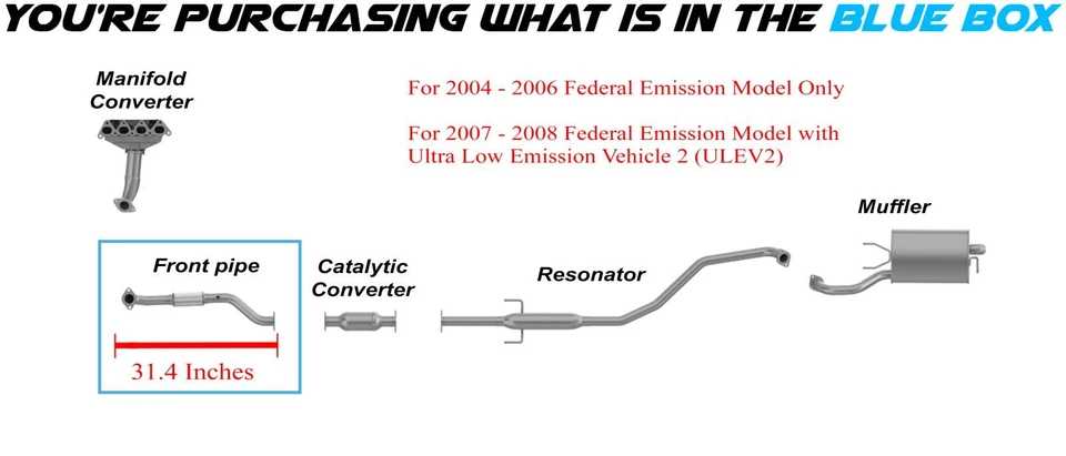 Tubo de escape delantero compatible con: 2004-2008 KIA Spectra 2006-2008 KIA Spectra5 2,0 L Foto 2 de 4