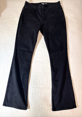 Lee Women's Jeans Size 16 Long Black Mid Rise Bootcut Stretch Denim 34x33.5