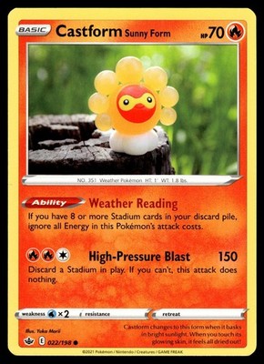 Castform Sunny Form 022/198 Common Chilling Reign Pokemon Yuka Morii NM
