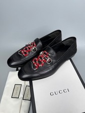 Gucci Brixton Jordaan Horsebit Snake Loafers Black Leather 8.5 G or 9 US 429062