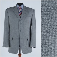 Textured Blazer 44R UK Size MCNEAL Mens Grey Silk Sport Coat Jacket