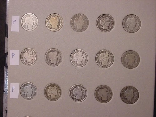 New Listing1892-1916-P-D-S-O BARBER DIMES 30 DIFFERENT AVG CIRC-VF STARTER SET IN FOLDER