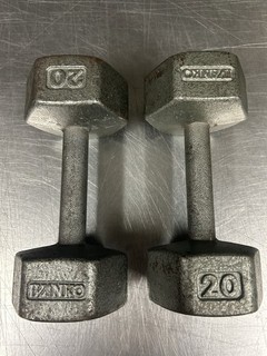 IVANKO Pair of 20 Lb DUMBBELL BodyBuilding STRONGMAN FITNESS Weights Vintage
