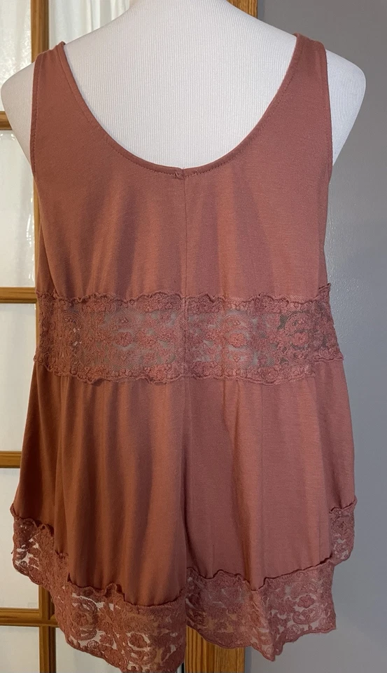 Y2K Rue21 Junior's Майка Cami M розовато-лиловый цветочный кружевной отделки романтический Clubwear богемное - Изображение 4 из 4