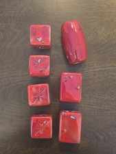 Lot Of 7 Red Vintage Ceramic Macrame Beads