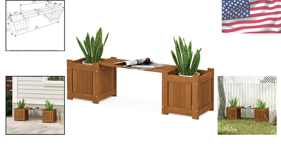 Стильный уличный горшок из натурального дерева с уютной скамьей - простая сборка - Изображение 2 из 4