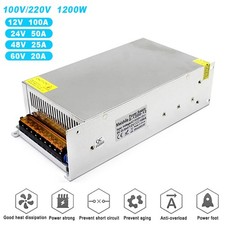 DC 12/24/48/60V 1200W Power Supply Transformer Switch AC to DC Adapter Converte