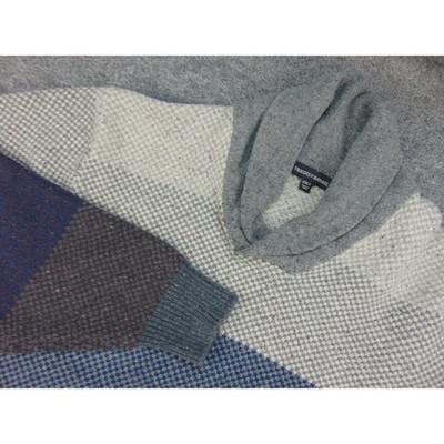 Tricots St Raphael Sweater Mens 2XL Shawl Collar Blue Gray Striped Grandpacore