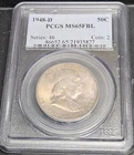 1948 D Franklin Silver Half Dollar PCGS MS 65 FBL  (Full Bell Lines)-With Toning