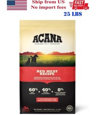 ACANA Grain Free Dry Dog Food, Red Meat Recipe, 25 lb Bag, ship from US