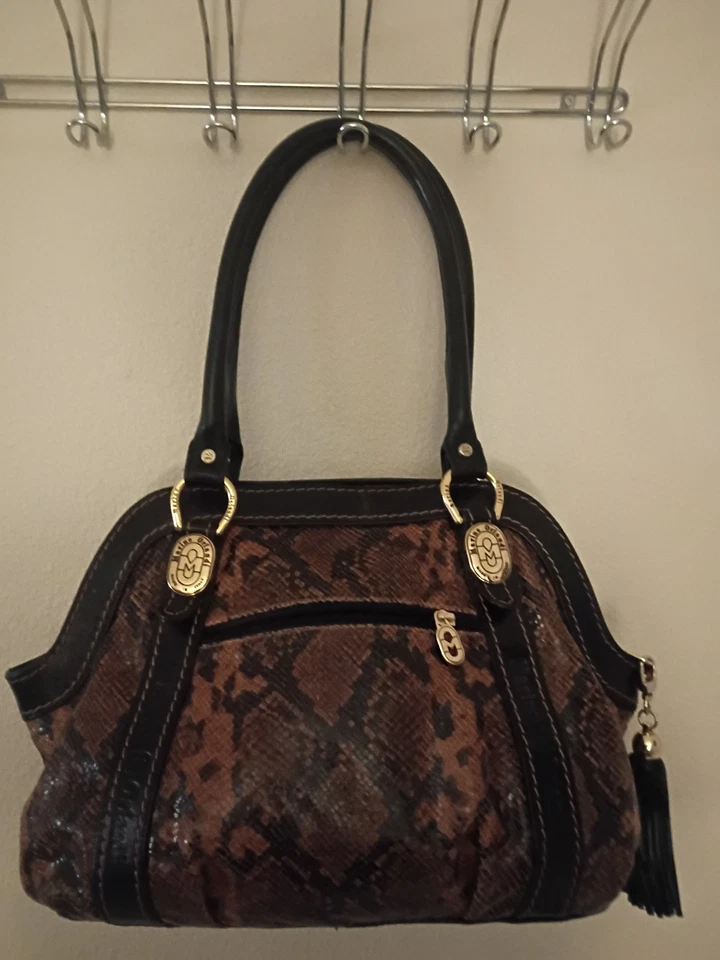 Auténtico bolso de mano de cuero Marino Orlando con estampado de pitón de diseñador Foto 3 de 4