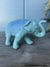 Vintage Van Briggle Pottery Matte Ming-Blue/Turquoise Trunk-Up Elephant