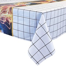 allgala Waterproof Check PVC Vinyl Tablecloth, 54x120", White  Fish Design