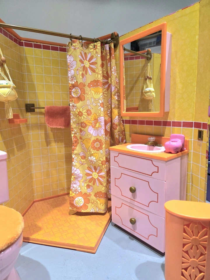 American Girl Doll Julie's Groovy Bathroom Set Accessories Shower Sink Toilet  - Image 4 of 4