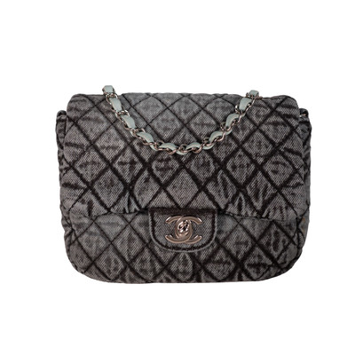 Chanel Quilted Distressed Denim Denimpression Flap Small Green - Main Image