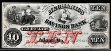 July 6, 1863 Atlanta Georgia Mechanics Savings Bank $10 Dollar Obsolete Banknote