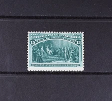 USA Scott # 238 Fine OG NH Reperfed at Top  15c Columbian US Stamp Cat $700