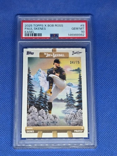 2025 Topps x Bob Ross PAUL SKENES PSA 10 PITTSBURGH PIRATES Easel card #/75