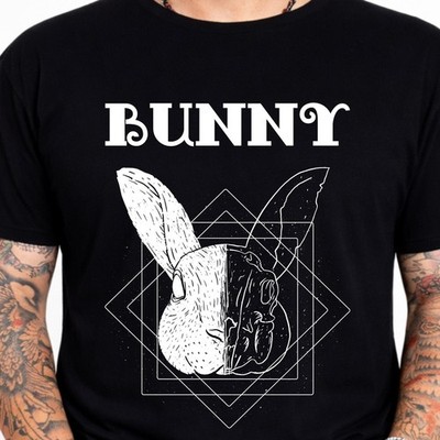 Bunny  Gothic Rabbit Skull Geometric Dark Art Half Skeleton Graphic Shirt.