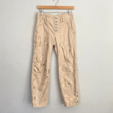 Anthropologie The Wanderer Utility Pants Women Size 26 Tan Metallic