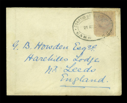 Portugal CAPE VERDE 1886  CROWN 100r Sc 7 on S.Vicente "RMS Galicia" COVER to UK - Picture 1 of 2