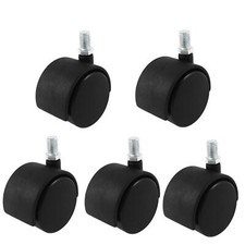 5pcs M10 x 15mm Swivel Threaded Stem Plastic 2" Twin Caster Wheel Office Chair