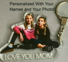 Custom Keychain - Your Photo Picture Printed Personalized Mother's Day Key Chain