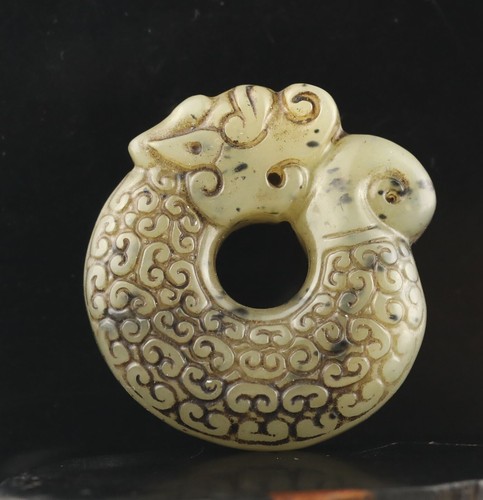 China alte natürliche Jade handgeschnitzte Drachenstatue langer Anhänger A11 - Bild 2 von 5
