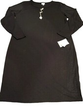 NWT LuLaRoe 3XL Solid Black Noir Debbie Knit Long Sleeved Sheath Dress