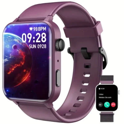 IOWODO Smartwatch Damen Herren mit Telefonfunktion Pulsuhr Fitnessuhr für iOS Andriod