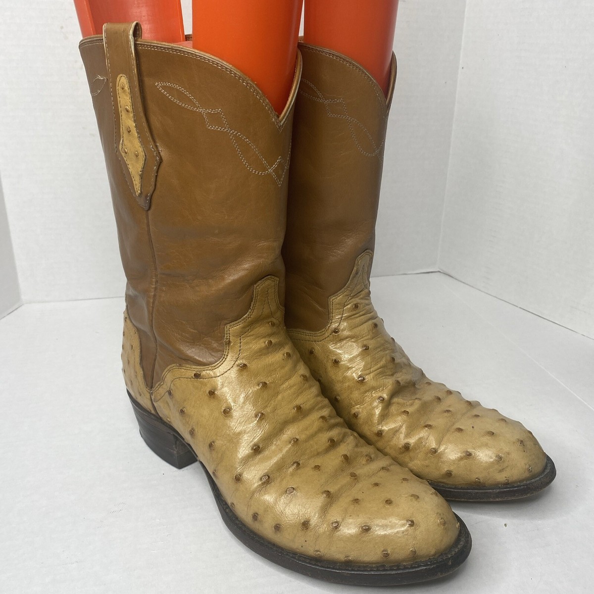 El Dorado Full Quill Ostrich Exotic Western Roper Boots wm  display picture 1