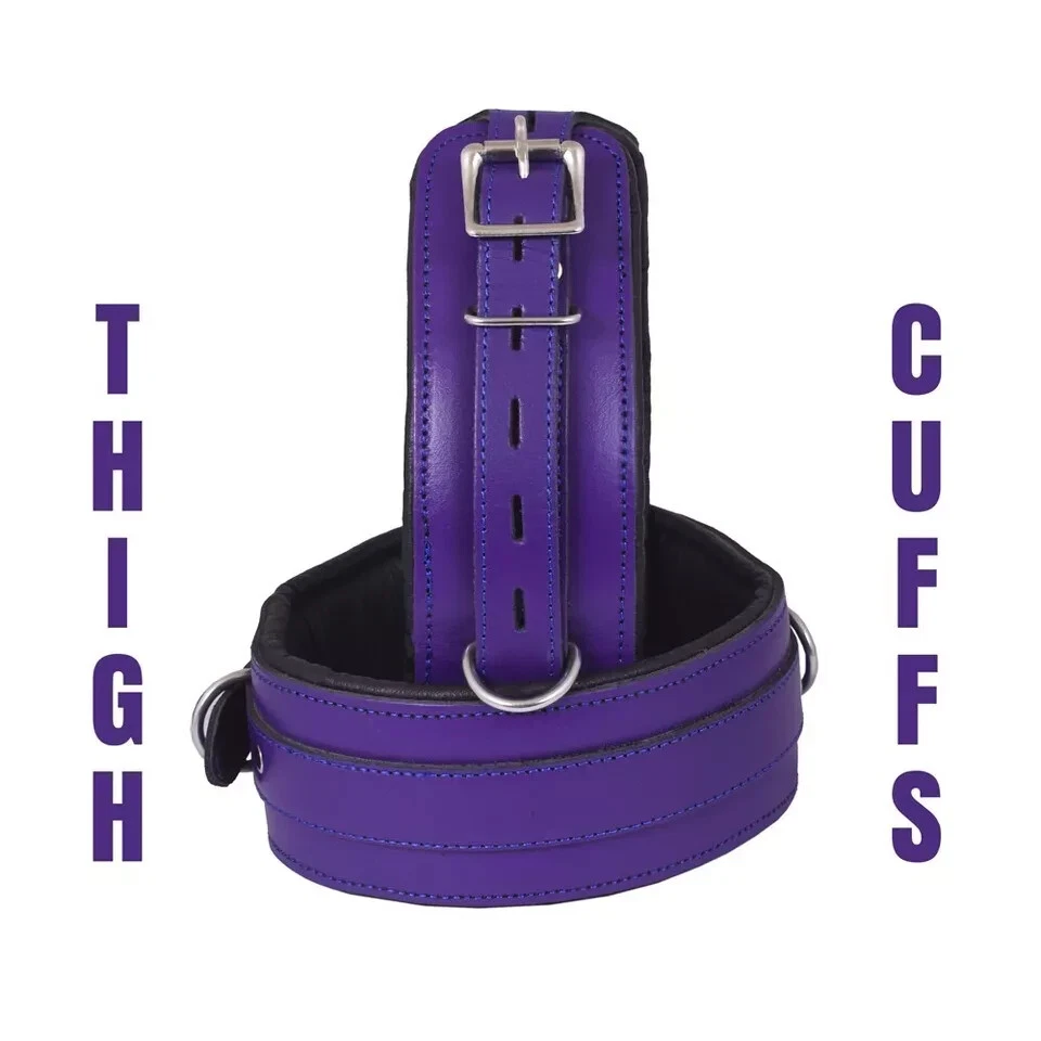 Juego de puños y cuello de cuero de vaca con sujeción de 7 piezas - muñeca, tobillo y muslo Foto 4 de 4