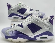 Air Jordan 6 Retro NRG Golf Cleats FD0205-055, Men's size 10 purple, silver