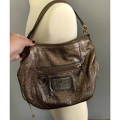 Coach Poppy Metallic Gold Leather Jazzy Hobo Purse (Style Coach Poppy Metallic Gold Leather Jazzy Hobo Purse (Style