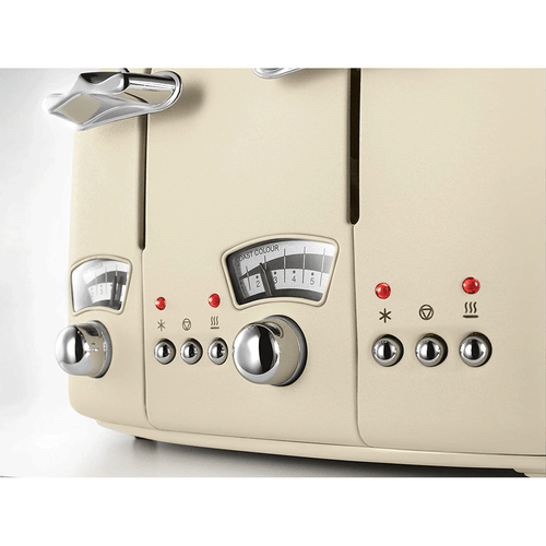 De'Longhi Argento Flora 4 Slice Toaster Beige CT04.BG | Wide Slots, Crumb Tray - Picture 5 of 6