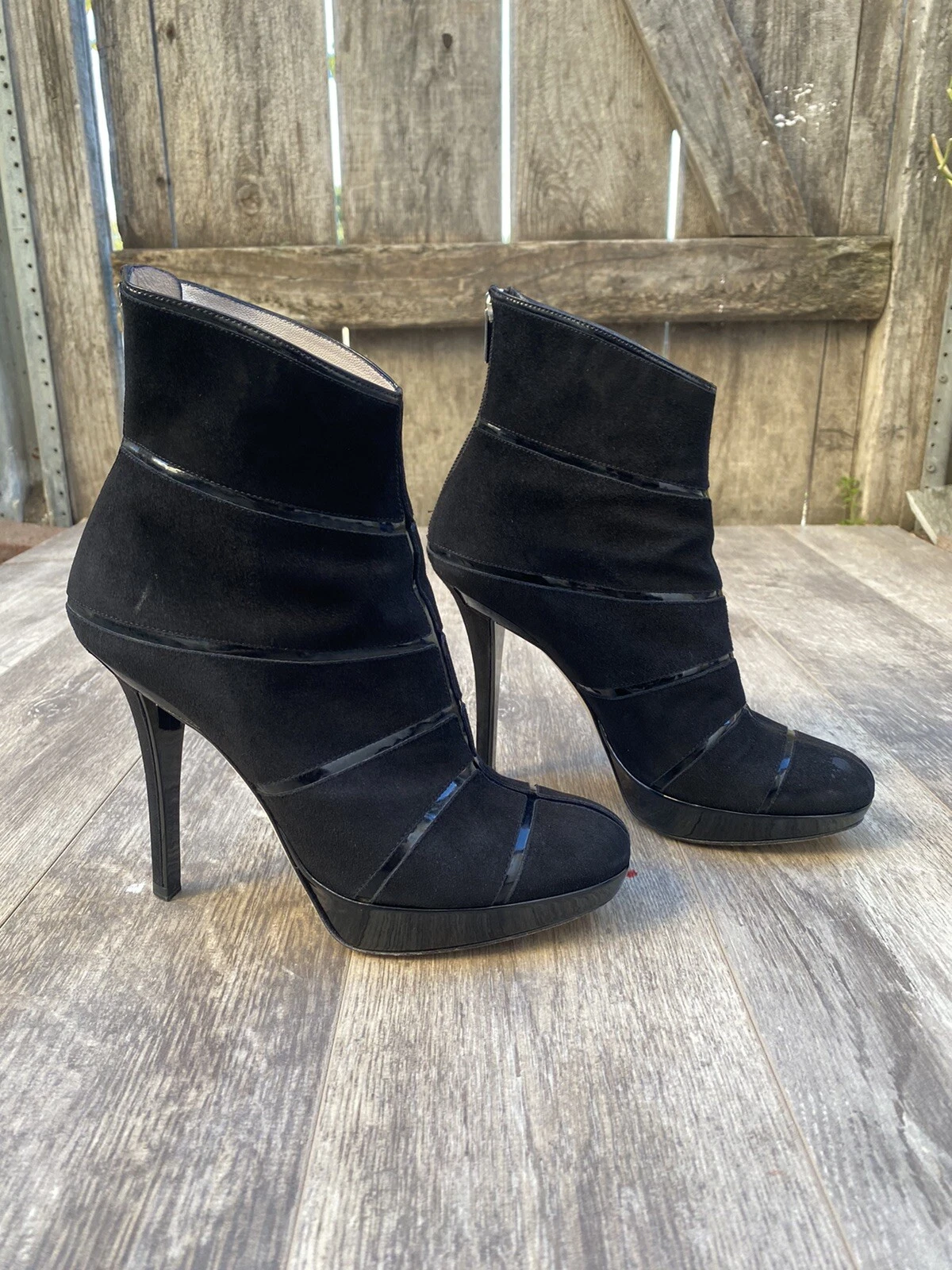 Bottes/bottes graphiques femme Christian Dior noir daim noires patentes taille 37