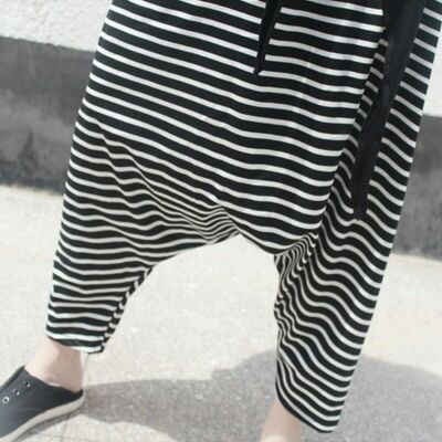 Pantalon palazzo à rayures Noir Please - Femme | Place des Tendances